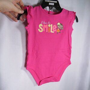 BABY SMILE pink bodysuit with embroidered Monkey 6mts 100% cotton Jumping Beans